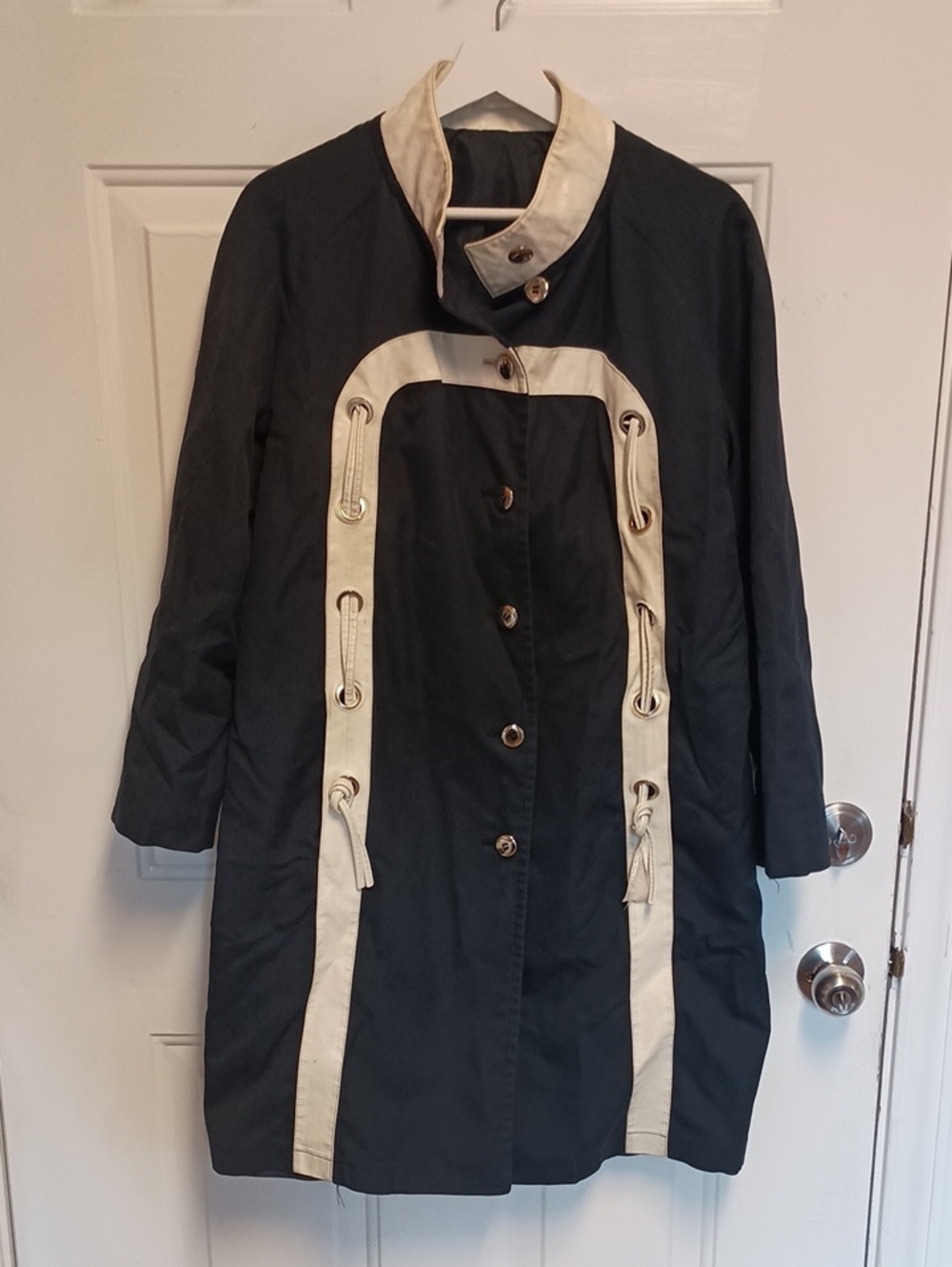 Vintage Misty Harbor - Blue Women's Coat w/Cream Trim - Size 14